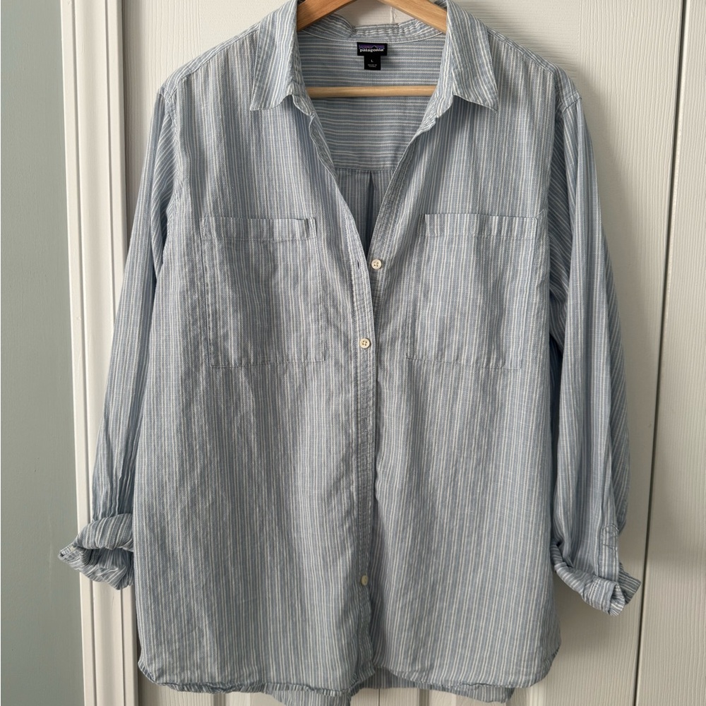 Patagonia Blue Button Down Shirt Lightweight Cotton